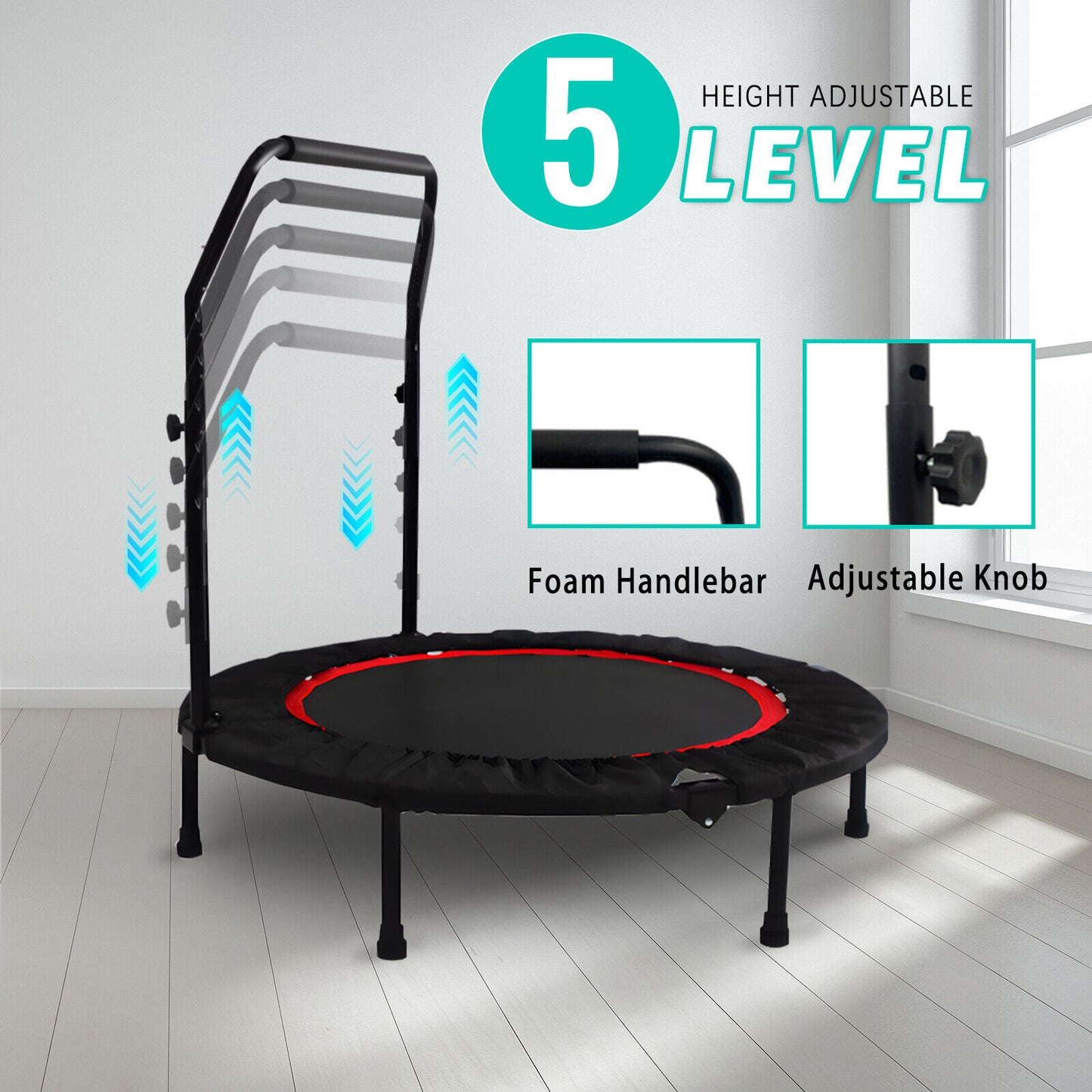 40" 660Lbs Foldable Mini Trampoline Rebounder Fitness Gym Home Workout Exercise