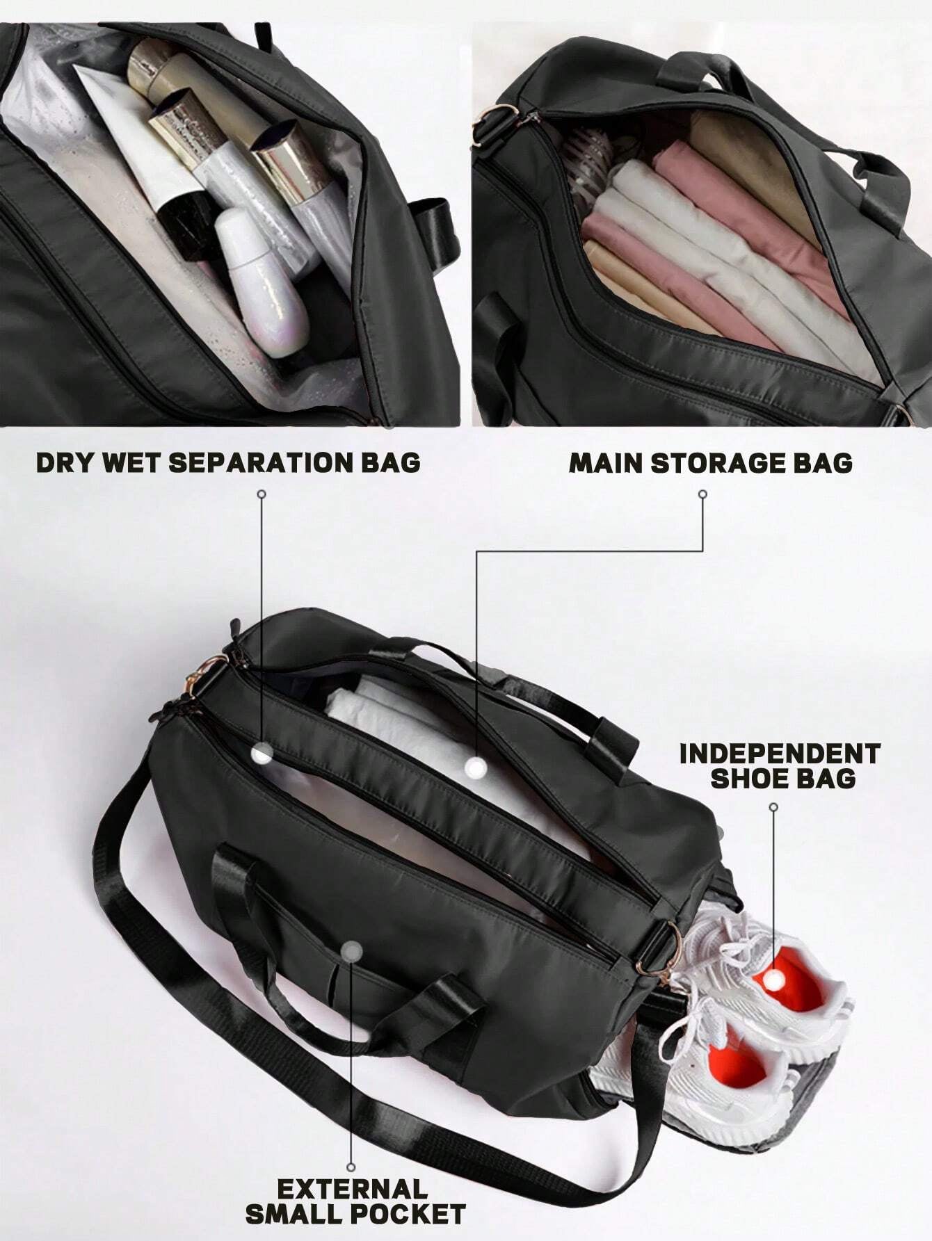 Large Capacity Fitness Bag with Shoe Compartment
