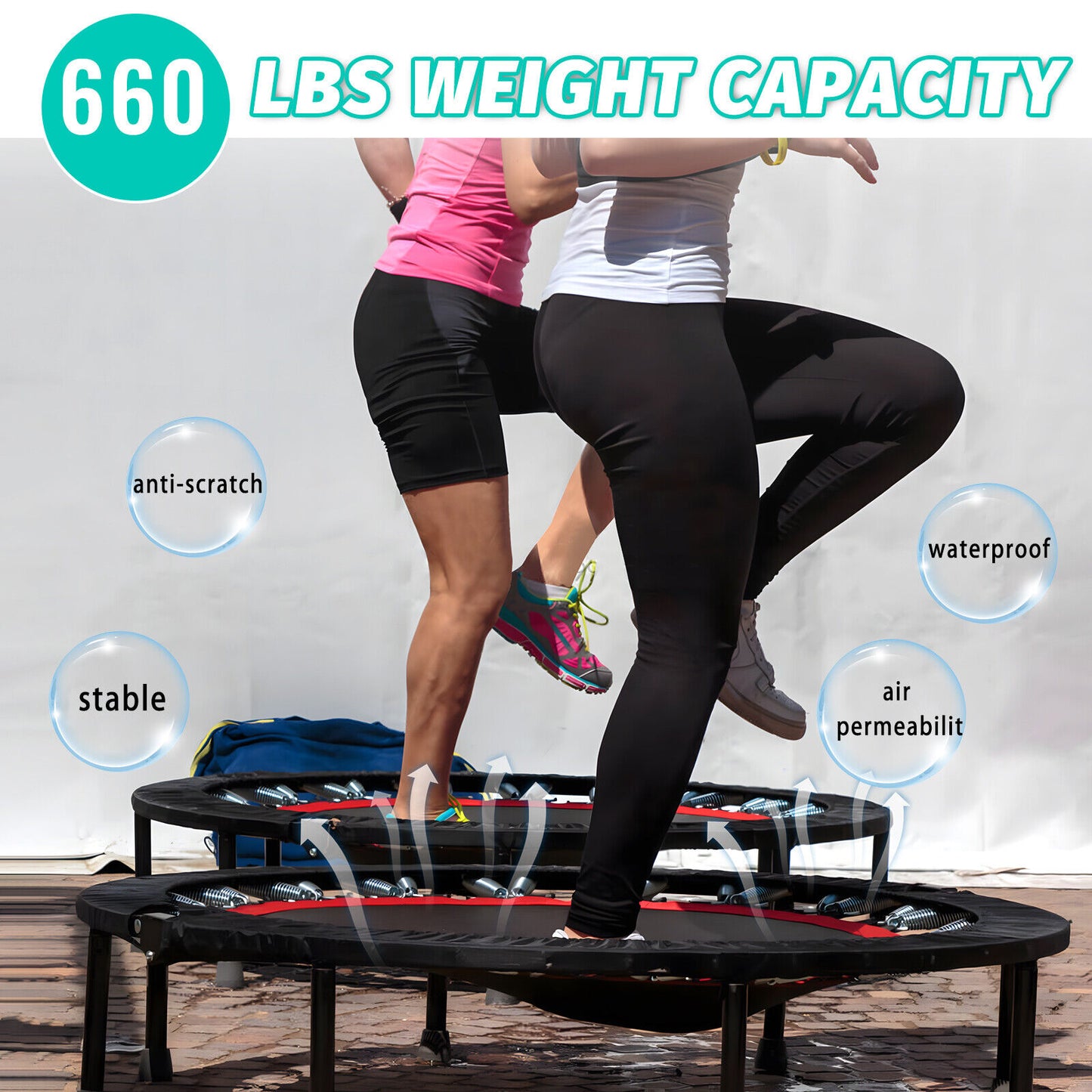 40" 660Lbs Foldable Mini Trampoline Rebounder Fitness Gym Home Workout Exercise