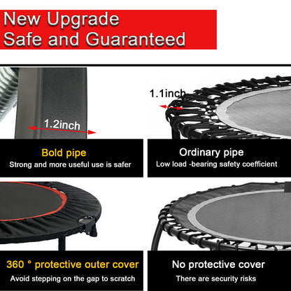 40" 660Lbs Foldable Mini Trampoline Rebounder Fitness Gym Home Workout Exercise