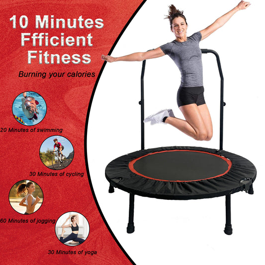 40" 660Lbs Foldable Mini Trampoline Rebounder Fitness Gym Home Workout Exercise